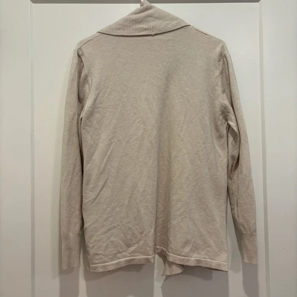 Essentials Milano Womens Beige Open Front Shawl Collar Knit Cardigan‎ Sweater L